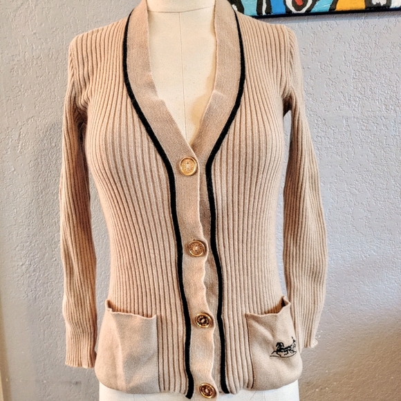 Celine Sweaters - Celine Carriage Logo Cashmere Cardigan